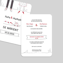 Faire-part Mariage Chic | Gamme Complète^Planet cards Illustration Papa et Maman