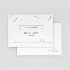 Coupon-réponse Mariage^Planet cards Illustration papa et maman