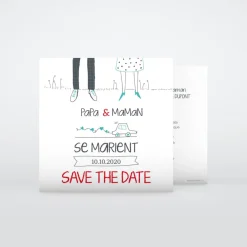 Save The Date^Planet cards Illustration papa et maman