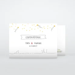 Coupon-réponse Mariage^Planet cards Illustration papa et maman