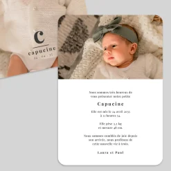 Faire-part Naissance Fille^Planet cards Initiale Moderne