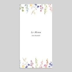 Menu De Mariage^Planet cards Jardin de Fleurs et aquarelle