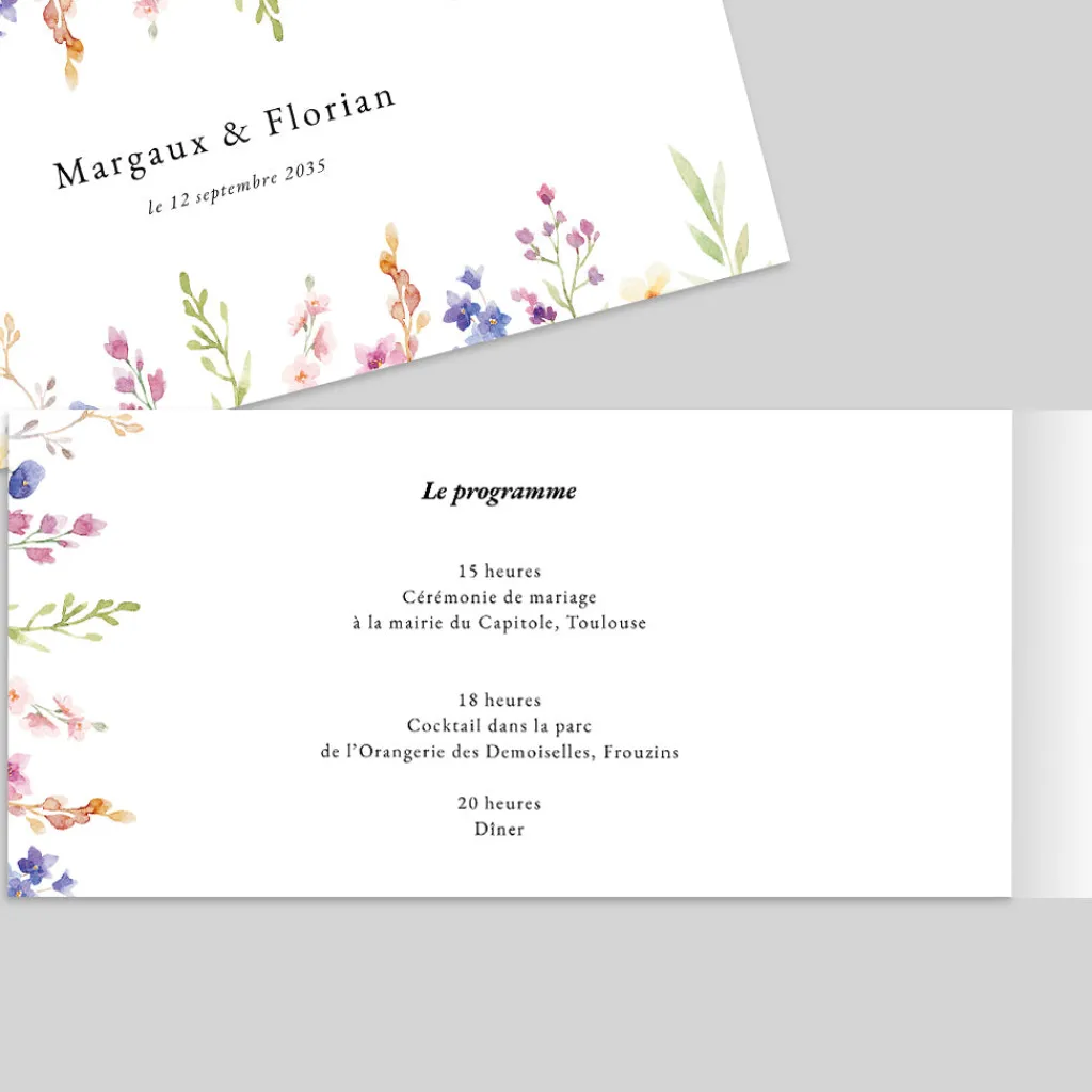 Faire-part Mariage Champêtre | Gamme Complète^Planet cards Jardin de Fleurs et aquarelle
