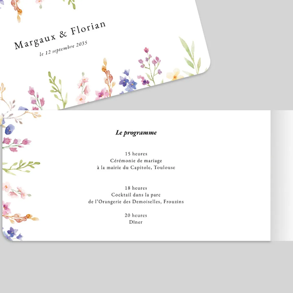 Faire-part Mariage Champêtre | Gamme Complète^Planet cards Jardin de Fleurs et aquarelle