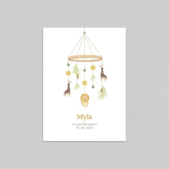 Faire-part Naissance Animaux | Faire-part Naissance Fille^Planet cards Joli Mobile Savane