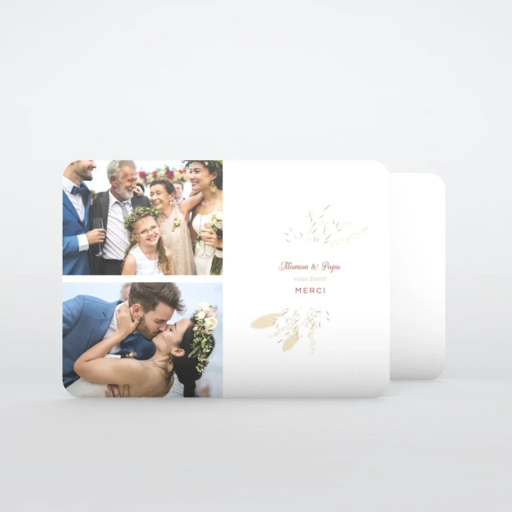 Carte Remerciement Mariage Champêtre^Planet cards Jolie Composition Florale