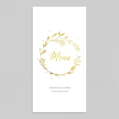 Menu Baptême^Planet cards Jolie Couronne Dorée