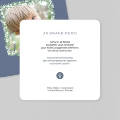 Carte Remerciement Communion^Planet cards Jolie Couronne Fleurie