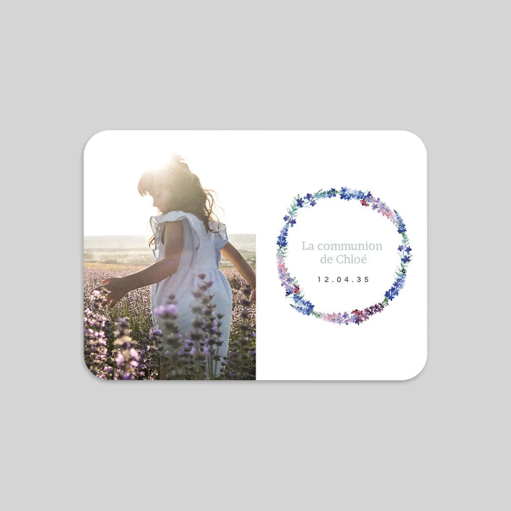Faire-part Communion^Planet cards Jolis Delphiniums