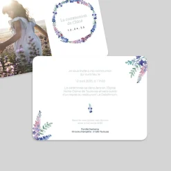Faire-part Communion^Planet cards Jolis Delphiniums
