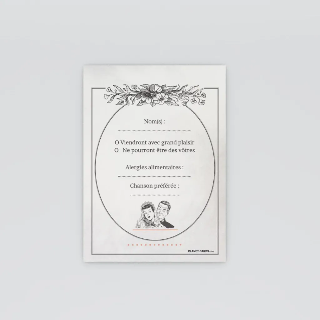 Coupon-réponse Mariage^Planet cards Journal ancien