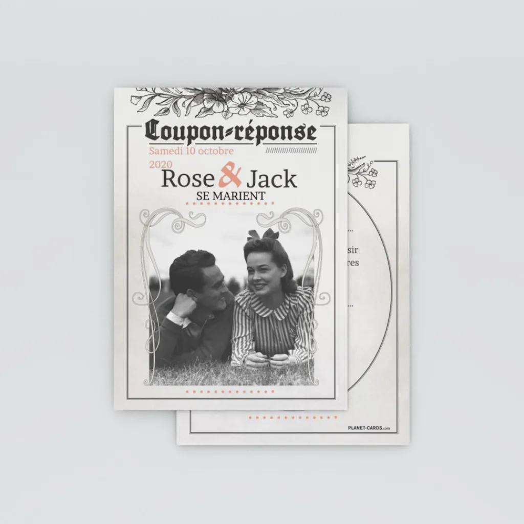 Coupon-réponse Mariage^Planet cards Journal ancien