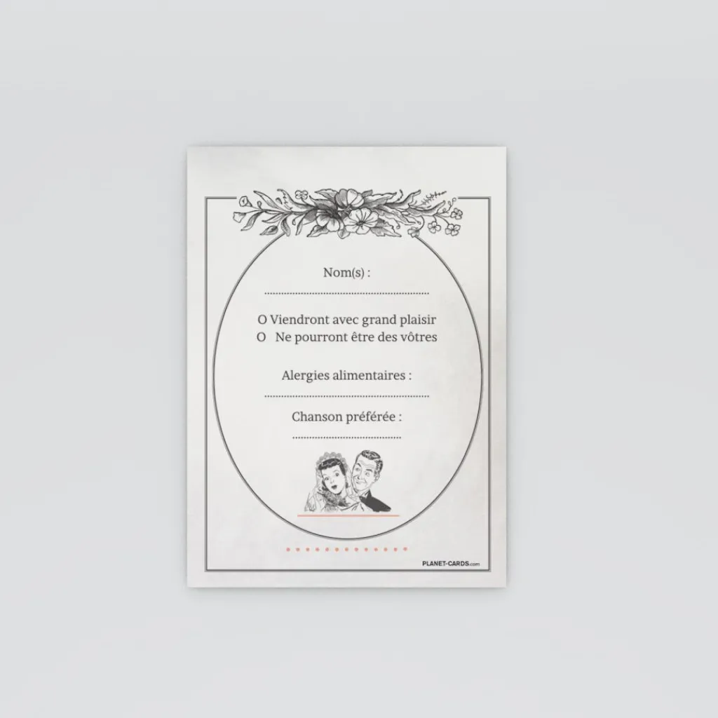 Coupon-réponse Mariage^Planet cards Journal ancien