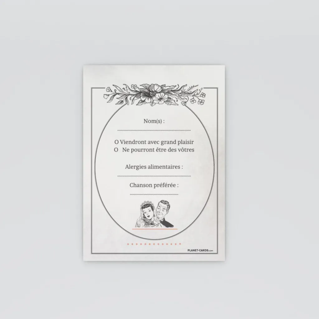 Coupon-réponse Mariage^Planet cards Journal ancien