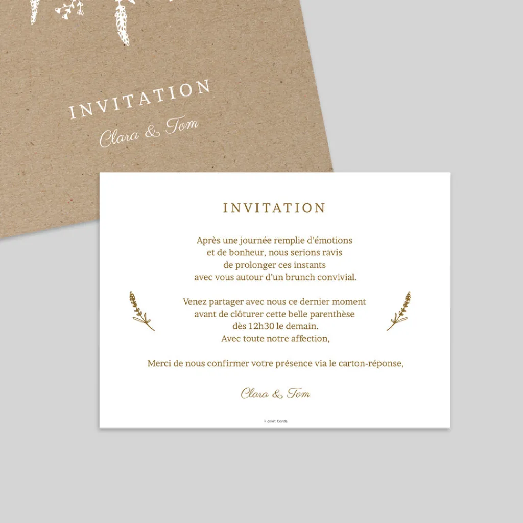 Carte D'invitation Mariage^Planet cards Kraft champêtre