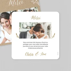 Carte Remerciement Mariage Champêtre^Planet cards Kraft champêtre