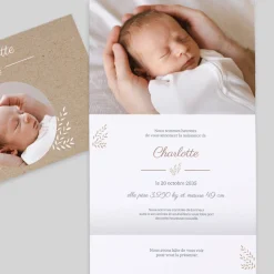 Faire-part Naissance Fille | Faire-part Naissance Garçon^Planet cards Kraft et Brin d'herbe