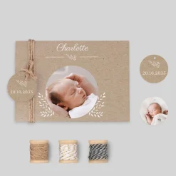 Faire-part Naissance Fille | Faire-part Naissance Garçon^Planet cards Kraft et Brin d'herbe