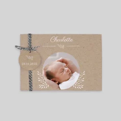 Faire-part Naissance Fille | Faire-part Naissance Garçon^Planet cards Kraft et Brin d'herbe
