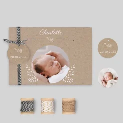 Faire-part Naissance Fille | Faire-part Naissance Garçon^Planet cards Kraft et Brin d'herbe