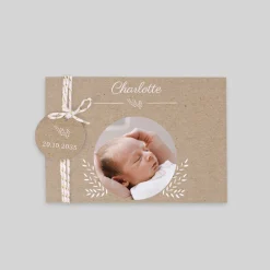 Faire-part Naissance Fille | Faire-part Naissance Garçon^Planet cards Kraft et Brin d'herbe