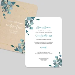 Faire-part Mariage Chic | Faire-part Mariage Champêtre^Planet cards Kraft et Eucalyptus
