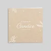 Faire-part Baptême Fille^Planet cards Kraft et feuillage blanc