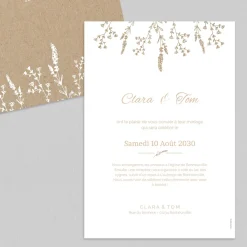 Faire-part Mariage Bohème | Faire-part Mariage Champêtre^Planet cards Kraft et Feuilles