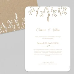 Faire-part Mariage Bohème | Faire-part Mariage Champêtre^Planet cards Kraft et Feuilles
