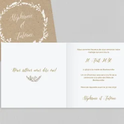 Faire-part Mariage Bohème | Faire-part Mariage Champêtre^Planet cards Kraft et Feuilles
