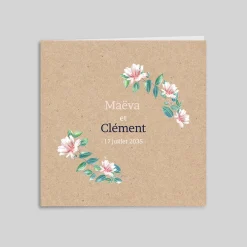Faire-part Mariage Champêtre^Planet cards Kraft Et Fleurs Roses