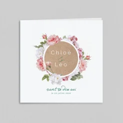 Faire-part Mariage Bohème | Faire-part Mariage Champêtre^Planet cards Kraft Et Fleurs Vintage