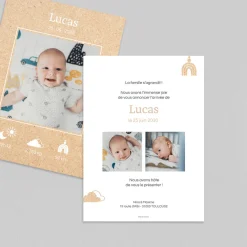 Faire-part Naissance Garçon^Planet cards Kraft et Illustrations