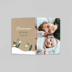Faire-part Naissance Fille^Planet cards Kraft et Perce-neige