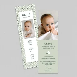 Faire-part Naissance Fille^Planet cards Kraft et Perce-neige