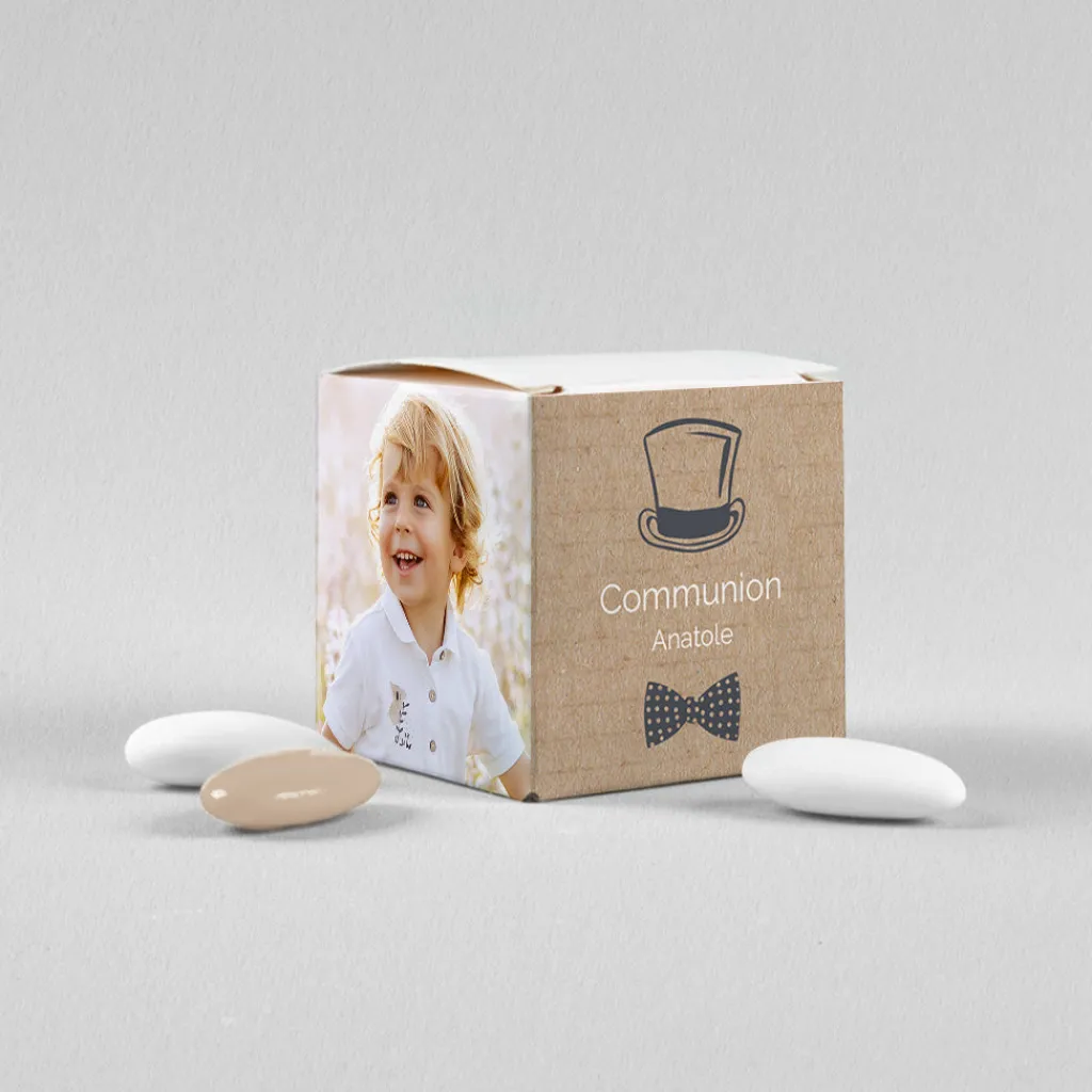 Boite À Dragées Communion^Planet cards kraft et pictos