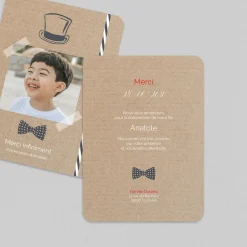 Carte Remerciement Communion^Planet cards kraft et pictos