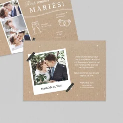 Carte Remerciement Mariage Champêtre^Planet cards Kraft et Tendresse