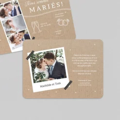 Carte Remerciement Mariage Champêtre^Planet cards Kraft et Tendresse