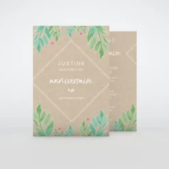 Carte Invitation Anniversaire Adulte Vintage^Planet cards Kraft Floral