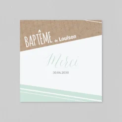 Carte Remerciement Baptême Photo^Planet cards Kraft Géométrique