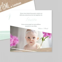 Carte Remerciement Baptême Photo^Planet cards Kraft Géométrique