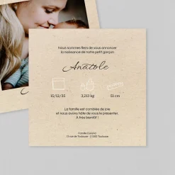 Faire-part Naissance Garçon^Planet cards Kraft minimaliste