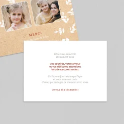 Carte Remerciement Communion^Planet cards Kraft Végétal