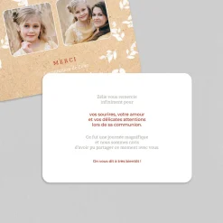 Carte Remerciement Communion^Planet cards Kraft Végétal