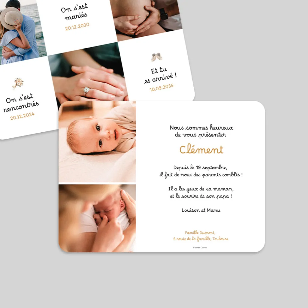 Faire-part Naissance Fille | Faire-part Naissance Garçon^Planet cards La chronologie du bonheur