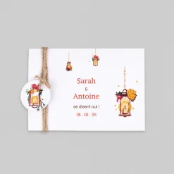 Faire-part Mariage Champêtre^Planet cards Lanternes d'Automne