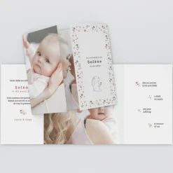 Faire-part Naissance Animaux | Faire-part Naissance Fille^Planet cards Lapin et Couronne Liberty