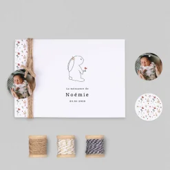 Faire-part Naissance Animaux | Faire-part Naissance Fille^Planet cards Lapin et Couronne Liberty