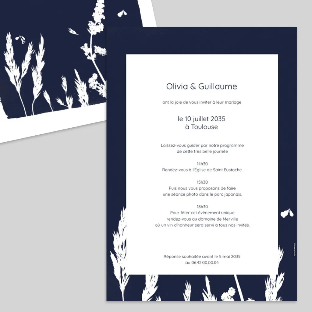Faire-part Mariage Chic | Faire-part Mariage Original^Planet cards Le Cyanotype et Eucalyptus